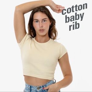 Los Angeles apparel cotton baby rib tee in creme size small
